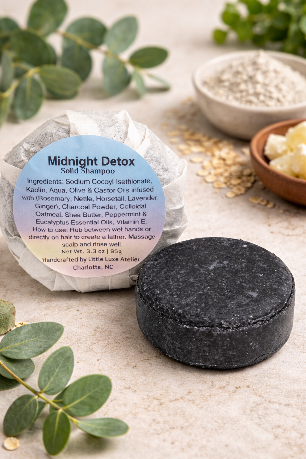 Midnight Detox | Activated Charcoal & 5-Herb Botanical Shampoo Bar